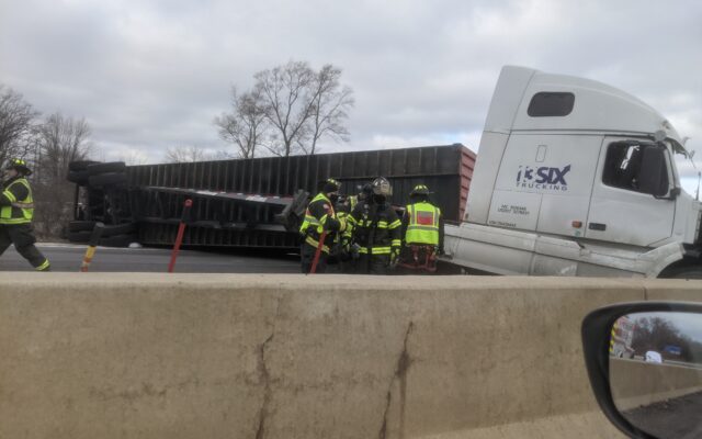 Overturned Semi Closes All Lanes of Southbound 55 after Route 126