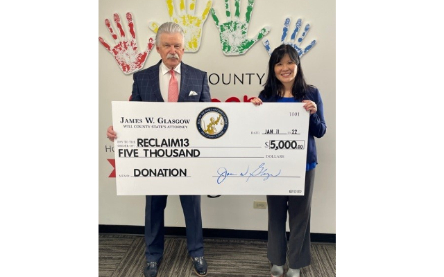 State’s Attorney Glasgow Donates $5,000 to Reclaim13 to Help Victims  of Sexual Exploitation and Human Trafficking