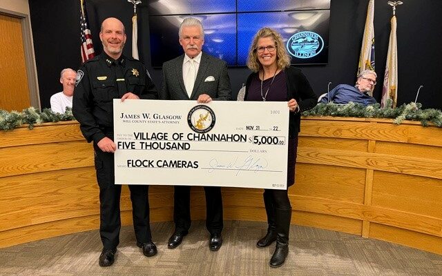 Glasgow Donates $5,000 to Channahon for Flock Safety Cameras
