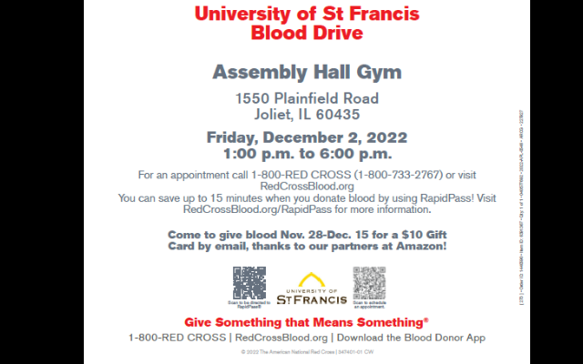 American Red Cross Blood Drive at USF on Friday, December 2
