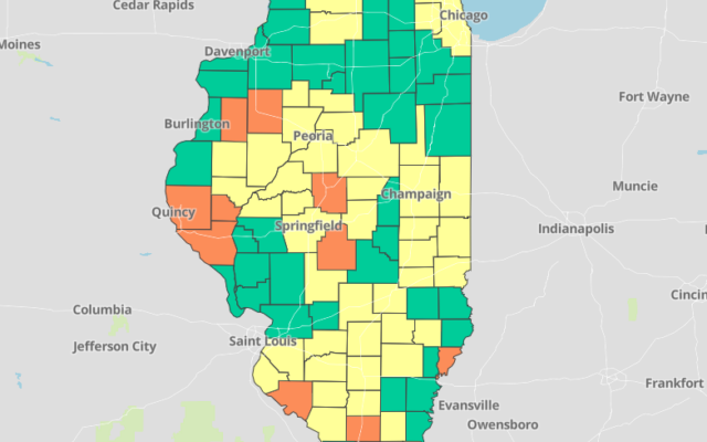 Counties With Elevated Levels Of COVID Cases Up In Illinois