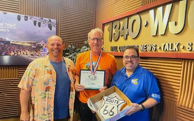 Scott Slocum Presented With Award For Route 66 Trip