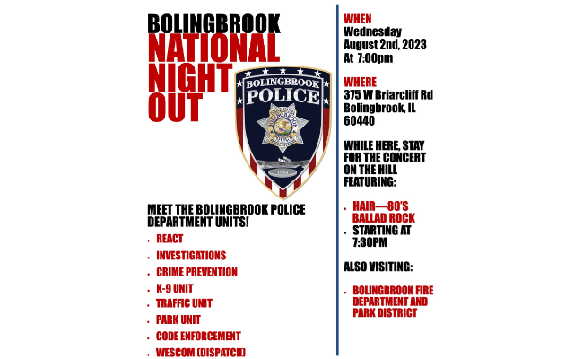 Bolingbrook’s National Night Out – Wednesday, August 2nd