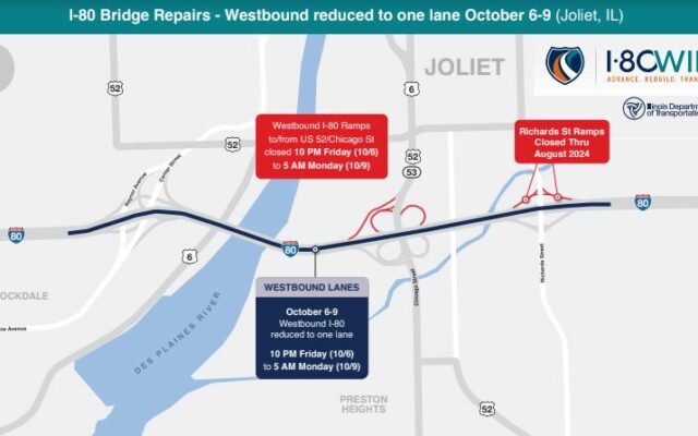 Closures on I-80 in Joliet over two extended weekends