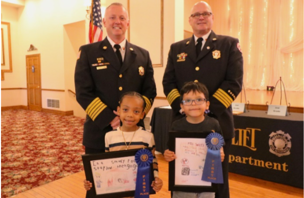 Three District 86 Students Win First Place in Joliet Fire Department Poster Contest