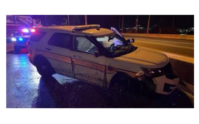 Illinois State Police Squad Car Struck While Handling A Crash